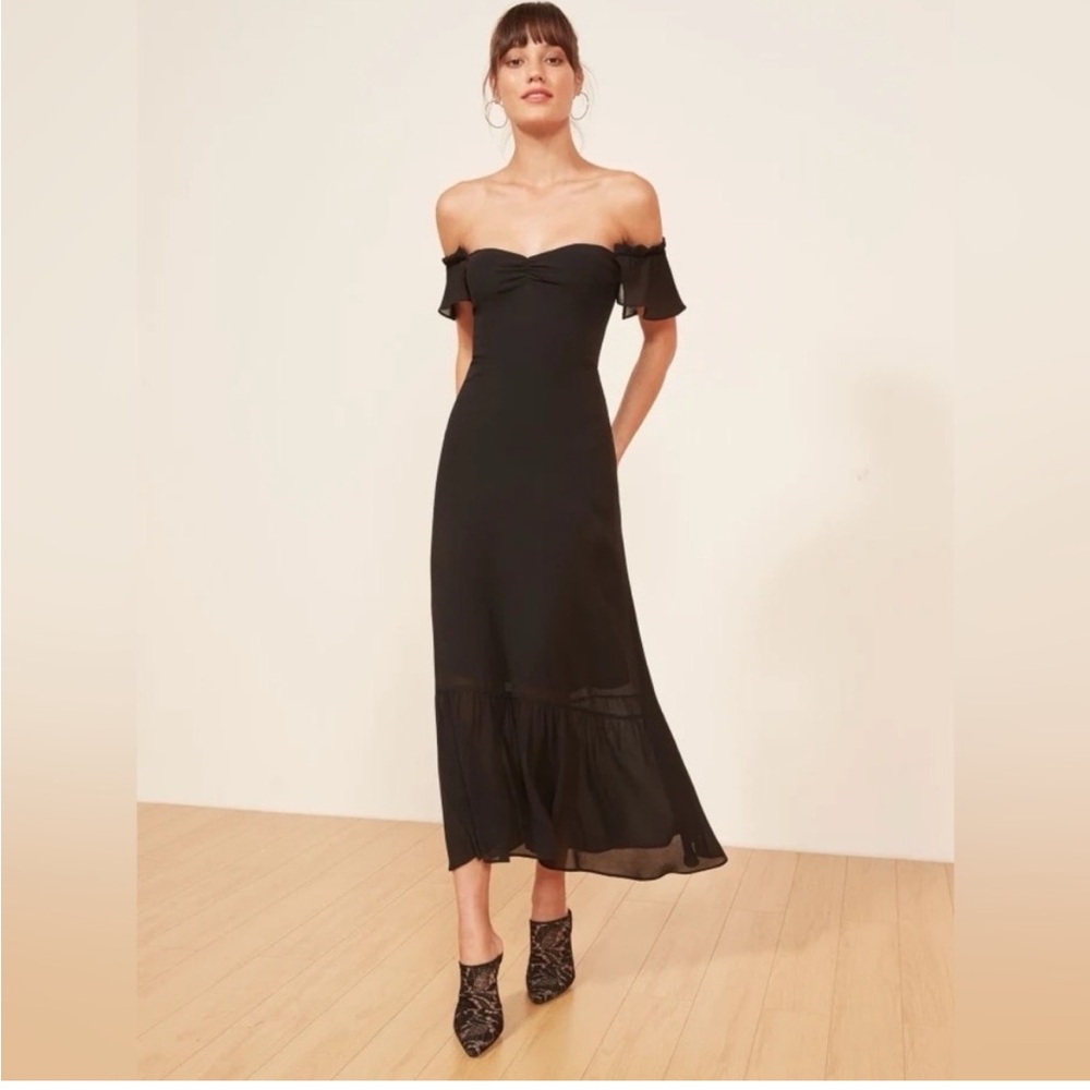 Reformation Butterfly Smooth Georgette Lined Black Dress 4 Wedding MINT $298 - Picture 3 of 14
